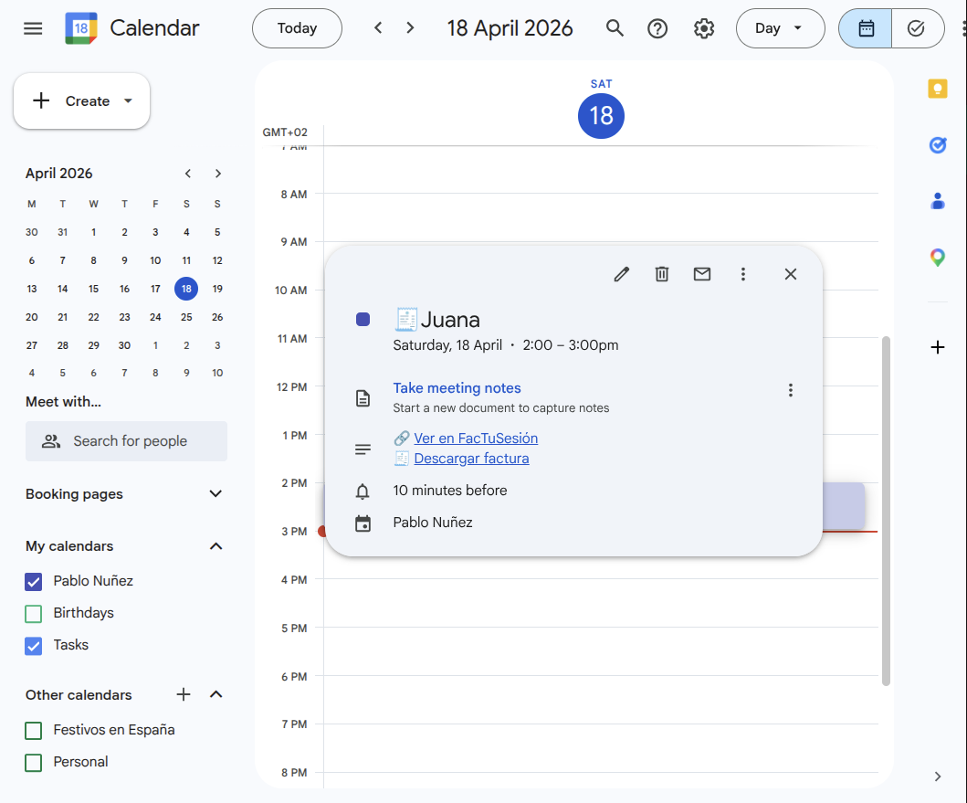 FacTuSesión — factura disponible en la app